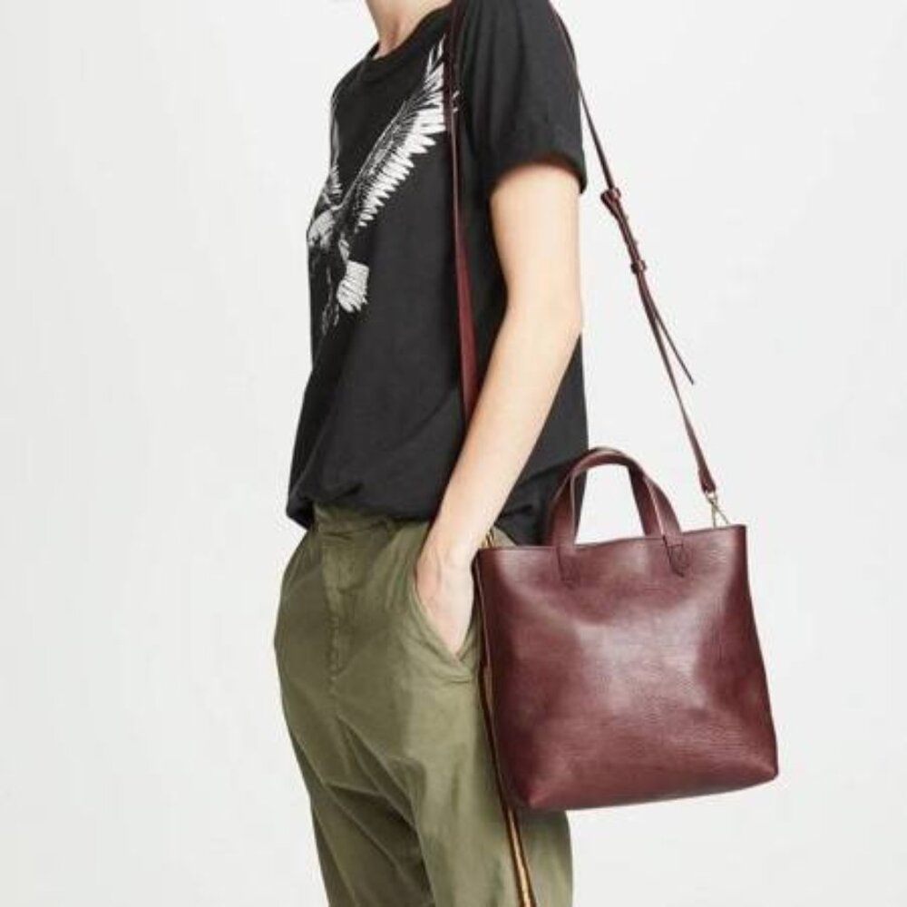 Madewell Burgundy Leather Tote Bag